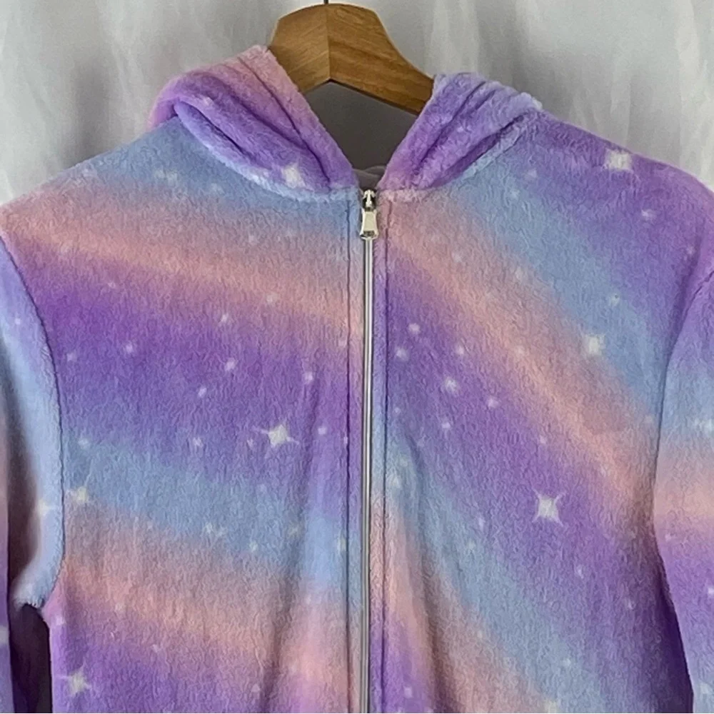 Girl Colorful Unicorn Starry Hooded Onesie Size Medium 7-8